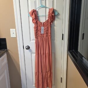 Elegant Coral Maxi Dress
